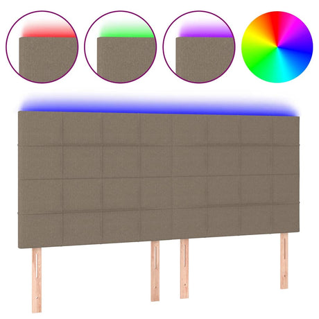Vidaxl hoofdbord led 180x5x118 128 cm stof taupe