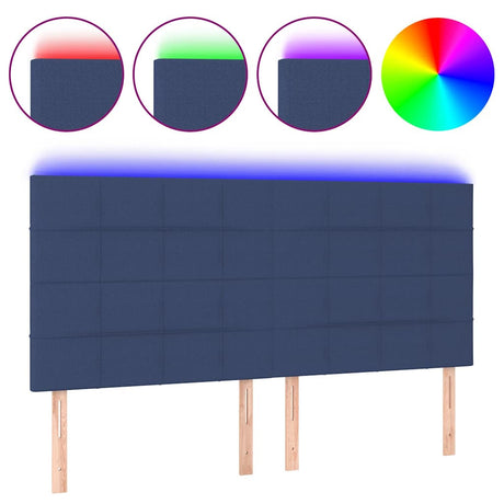 Vidaxl hoofdbord led 180x5x118 128 cm stof blauw
