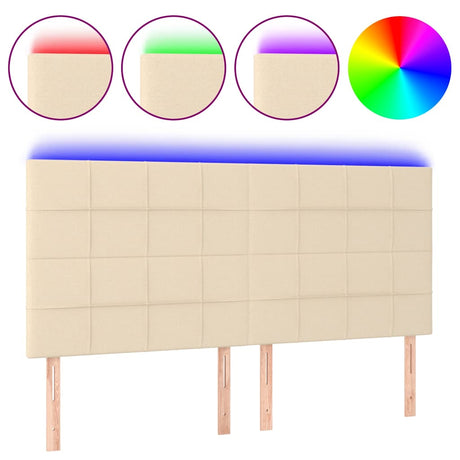 Vidaxl hoofdbord led 200x5x118 128 cm stof crèmekleurig