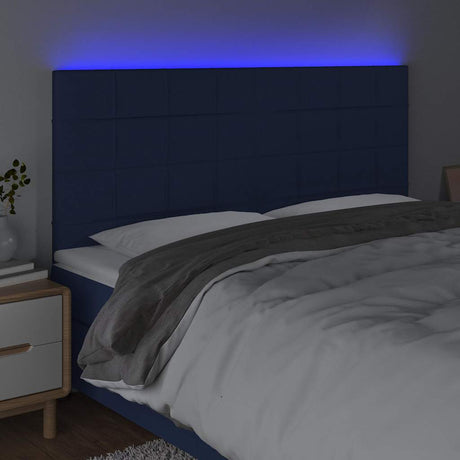 Vidaxl hoofdbord led 200x5x118 128 cm stof blauw