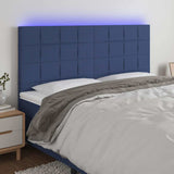 Vidaxl hoofdbord led 200x5x118 128 cm stof blauw