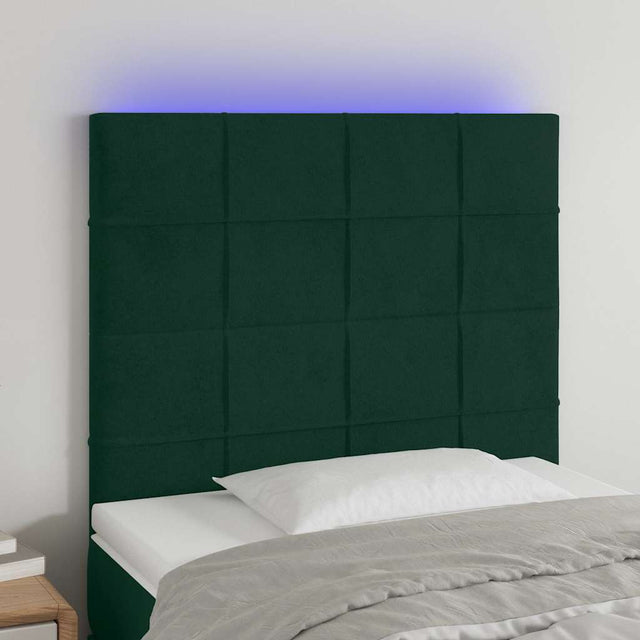 Vidaxl hoofdbord led 80x5x118 128 cm fluweel donkergroen