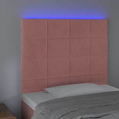 Vidaxl hoofdbord led 80x5x118 128 cm fluweel roze
