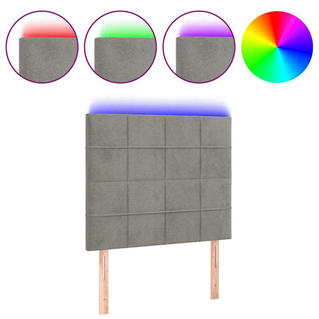 Vidaxl hoofdbord led 90x5x118 128 cm fluweel lichtgrijs