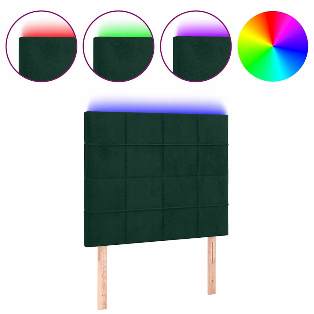 Vidaxl hoofdbord led 90x5x118 128 cm fluweel donkergroen