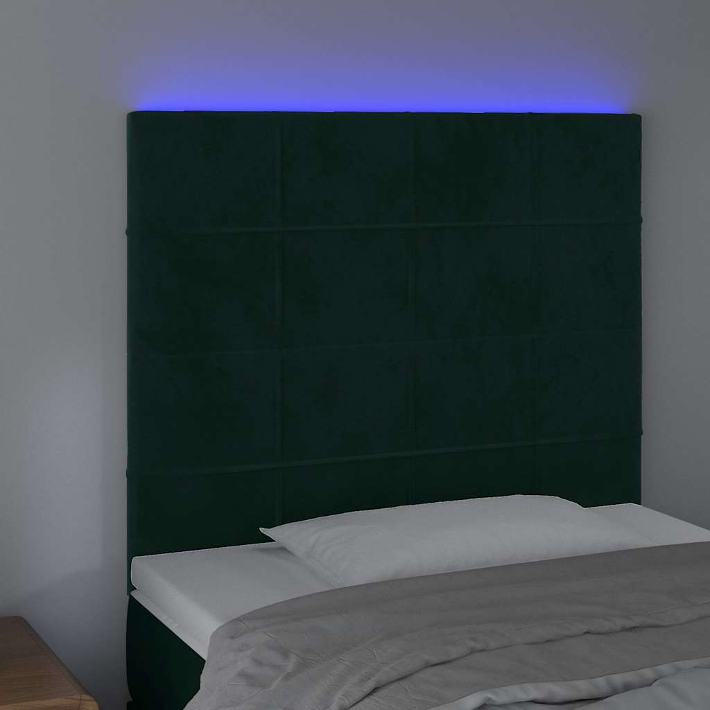 Vidaxl hoofdbord led 90x5x118 128 cm fluweel donkergroen