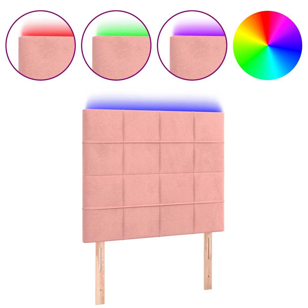 Vidaxl hoofdbord led 90x5x118 128 cm fluweel roze