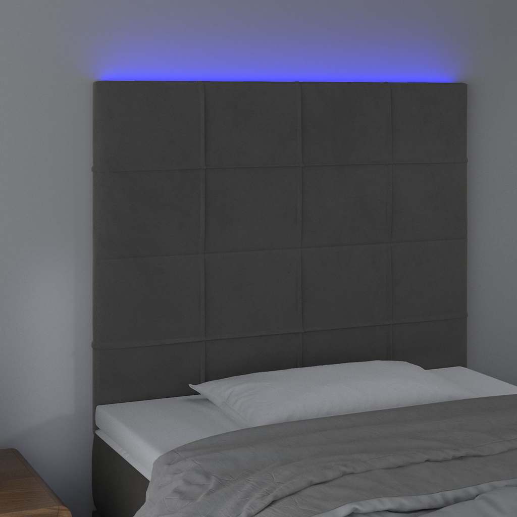 Vidaxl hoofdbord led 100x5x118 128 cm fluweel donkergrijs