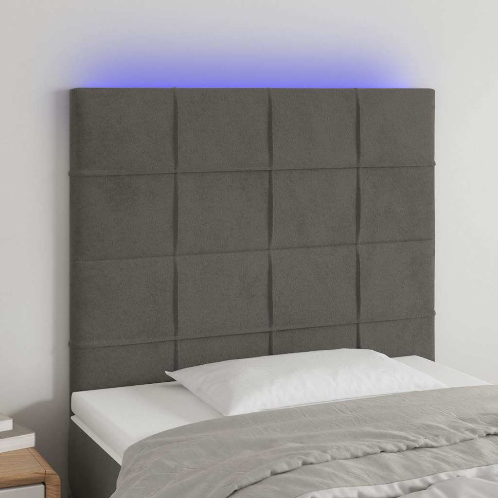 Vidaxl hoofdbord led 100x5x118 128 cm fluweel donkergrijs