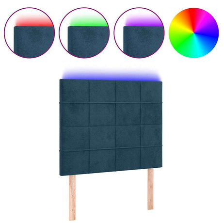 Vidaxl hoofdbord led 100x5x118 128 cm fluweel donkerblauw