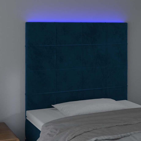 Vidaxl hoofdbord led 100x5x118 128 cm fluweel donkerblauw