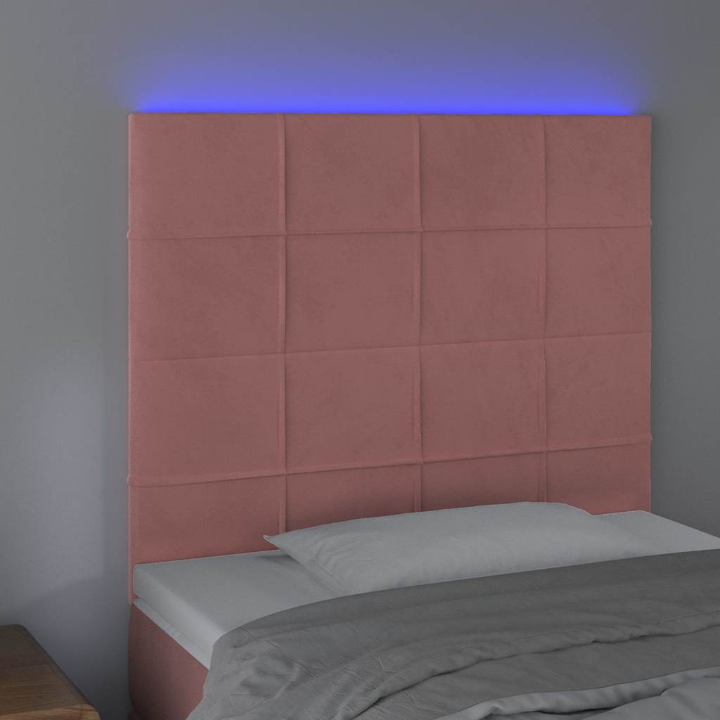 Vidaxl hoofdbord led 100x5x118 128 cm fluweel roze