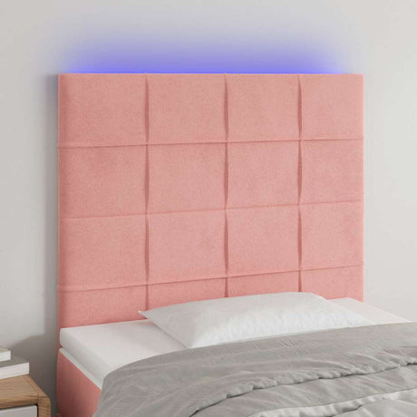 Vidaxl hoofdbord led 100x5x118 128 cm fluweel roze