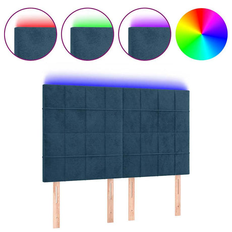 Vidaxl hoofdbord led 144x5x118 128 cm fluweel donkerblauw
