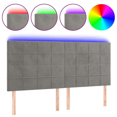 Vidaxl hoofdbord led 160x5x118 128 cm fluweel lichtgrijs