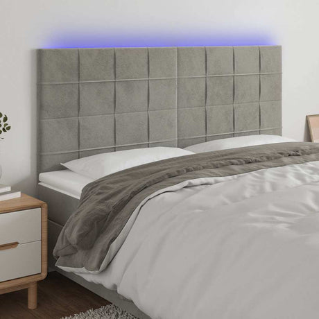 Vidaxl hoofdbord led 160x5x118 128 cm fluweel lichtgrijs