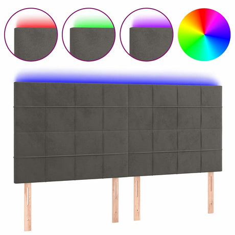 Vidaxl hoofdbord led 160x5x118 128 cm fluweel donkergrijs