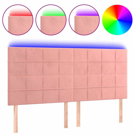 Vidaxl hoofdbord led 160x5x118 128 cm fluweel roze