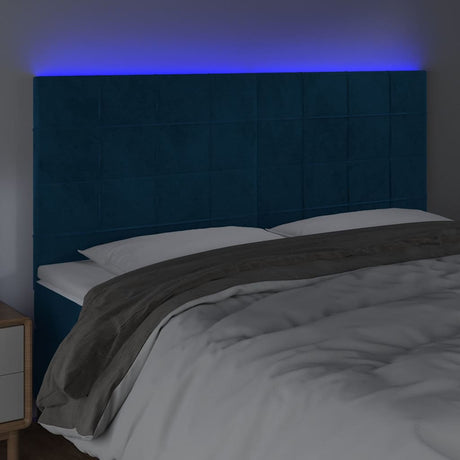 Vidaxl hoofdbord led 180x5x118 128 cm fluweel donkerblauw