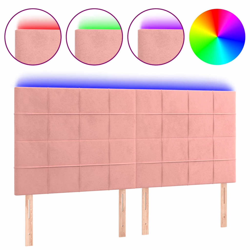 Vidaxl hoofdbord led 180x5x118 128 cm fluweel roze