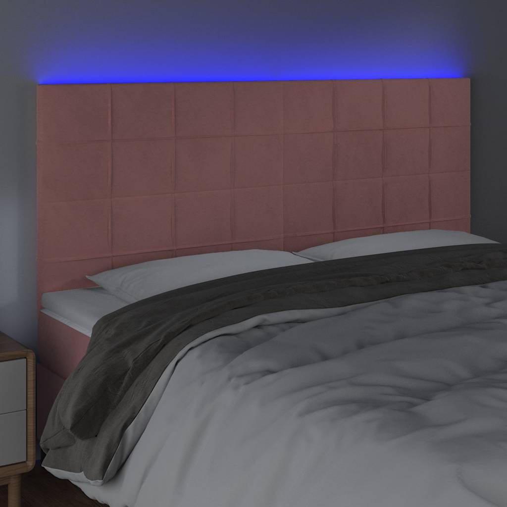 Vidaxl hoofdbord led 180x5x118 128 cm fluweel roze