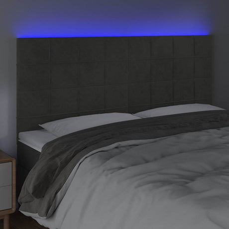 Vidaxl hoofdbord led 200x5x118 128 cm fluweel donkergrijs