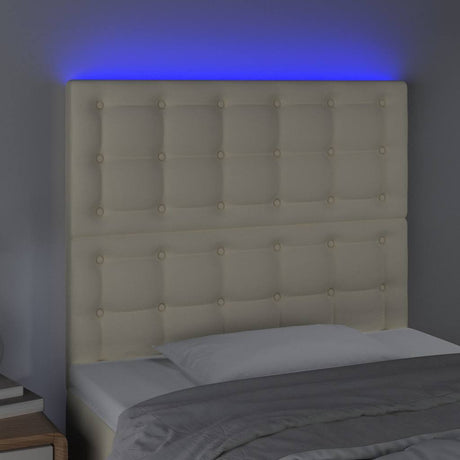 Vidaxl hoofdbord led 80x5x118 128 cm kunstleer crèmekleurig