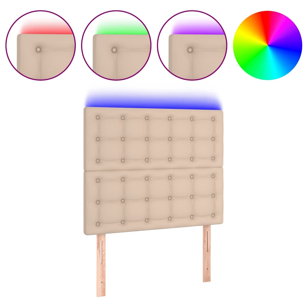 Vidaxl hoofdbord led 80x5x118 128 cm kunstleer cappuccinokleurig