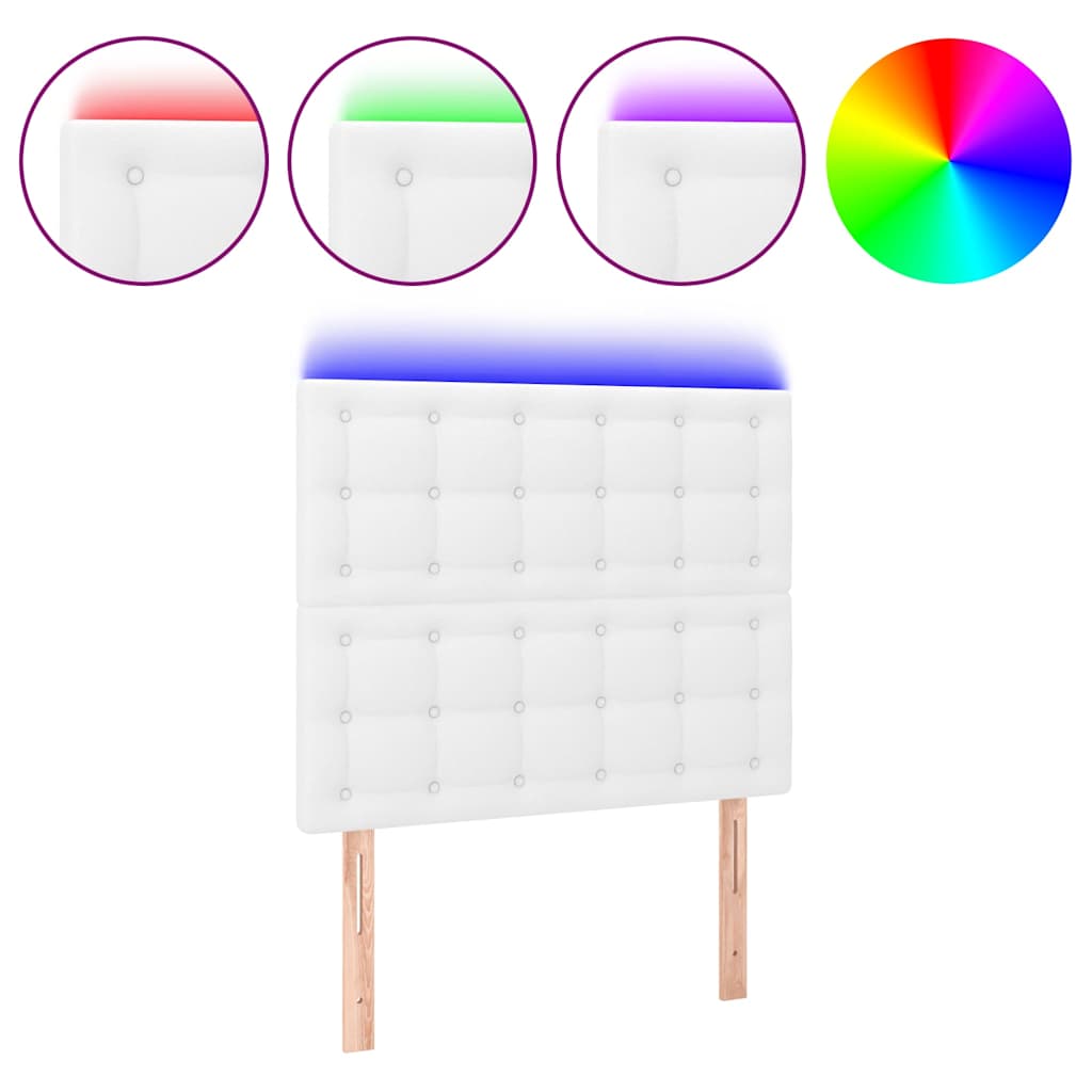 Vidaxl hoofdbord led 90x5x118 128 cm kunstleer wit