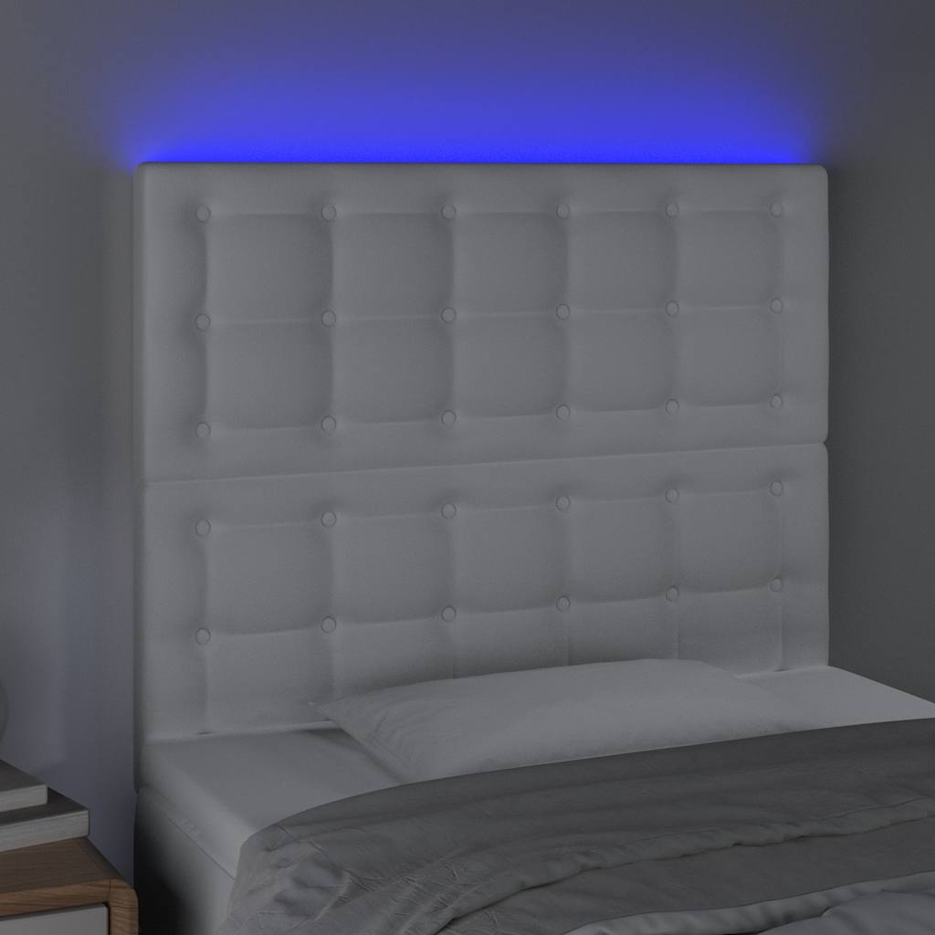 Vidaxl hoofdbord led 100x5x118 128 cm kunstleer wit