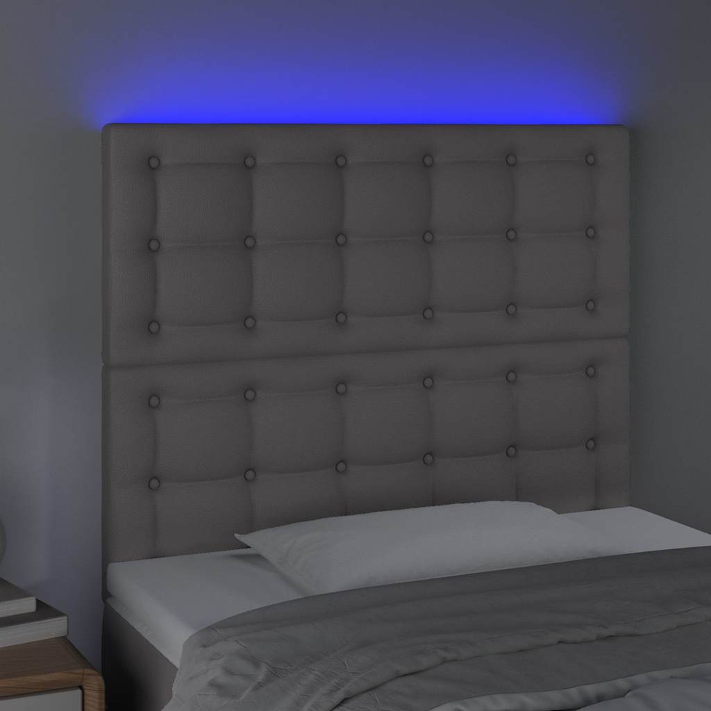 Vidaxl hoofdbord led 100x5x118 128 cm kunstleer grijs