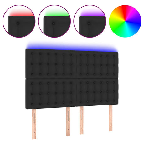 Vidaxl hoofdbord led 144x5x118 128 cm kunstleer zwart