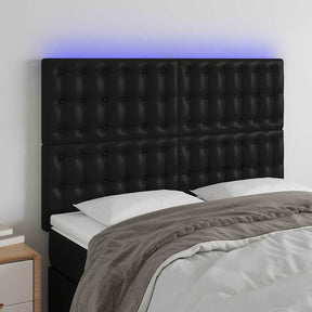 Vidaxl hoofdbord led 144x5x118 128 cm kunstleer zwart
