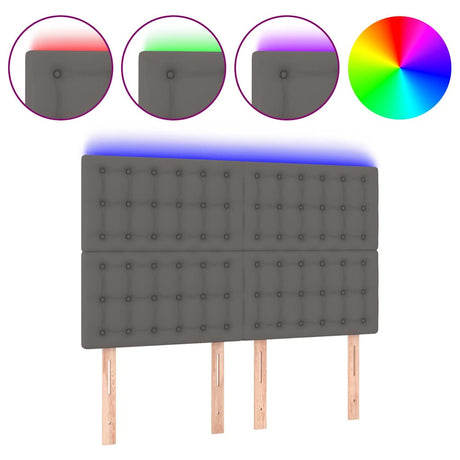 Vidaxl hoofdbord led 144x5x118 128 cm kunstleer grijs
