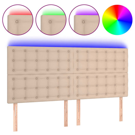 Vidaxl hoofdbord led 160x5x118 128 cm kunstleer cappuccinokleurig