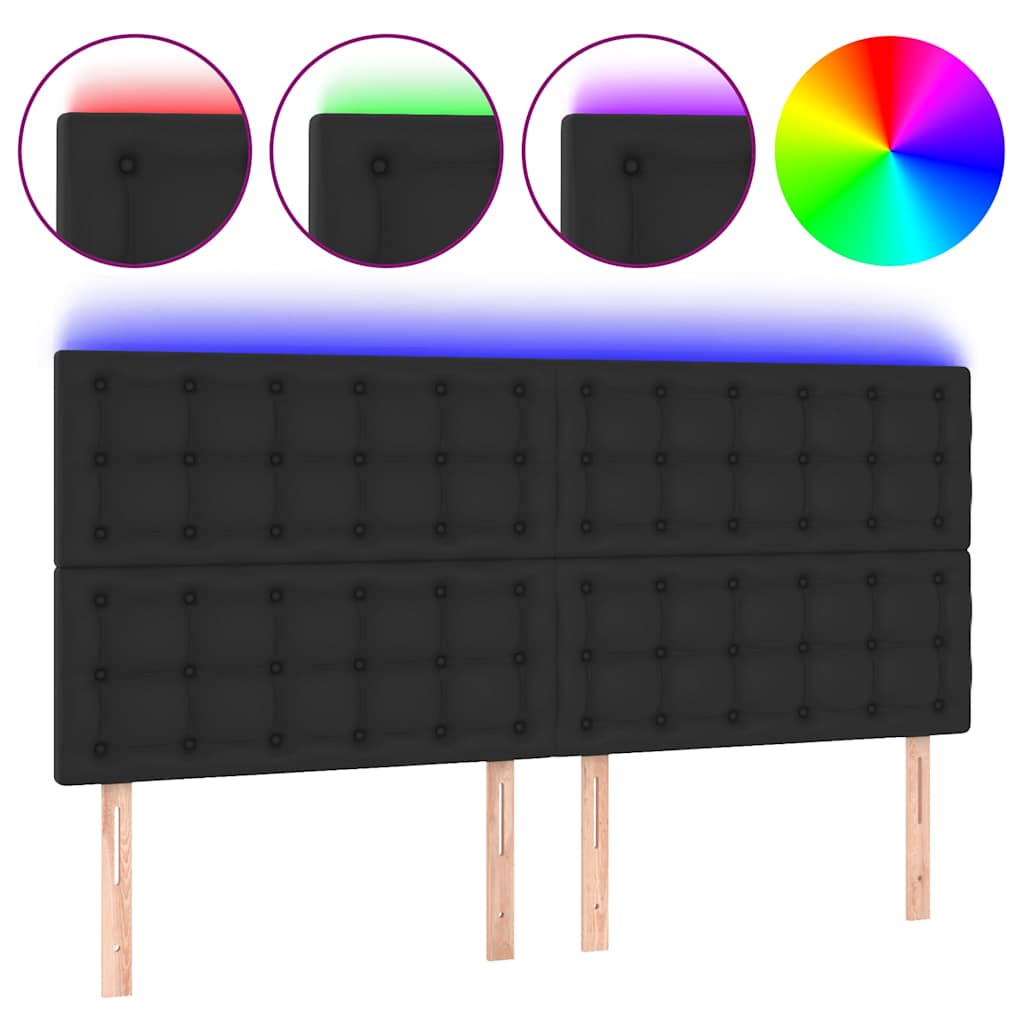 Vidaxl hoofdbord led 180x5x118 128 cm kunstleer zwart
