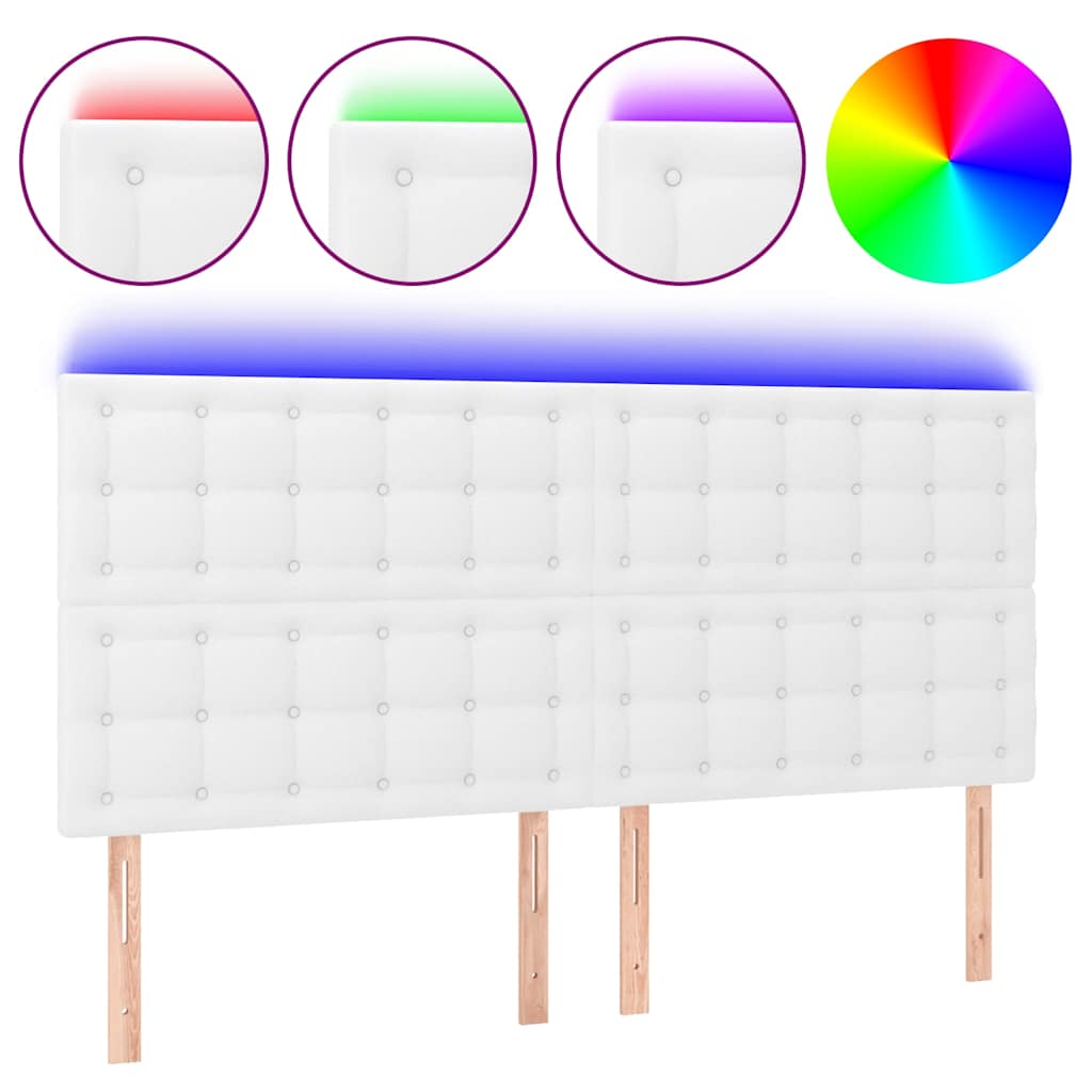 Vidaxl hoofdbord led 180x5x118 128 cm kunstleer wit
