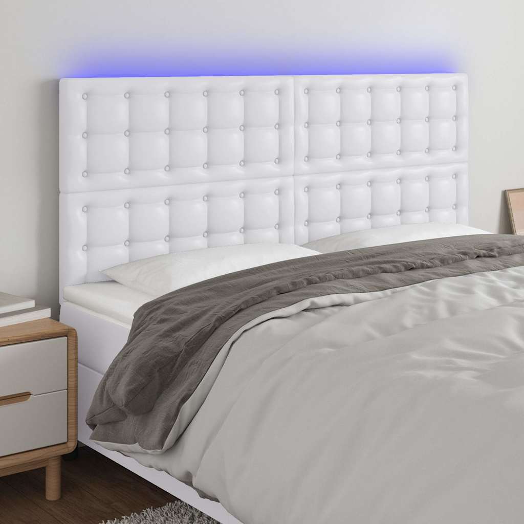 Vidaxl hoofdbord led 180x5x118 128 cm kunstleer wit