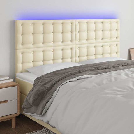 Vidaxl hoofdbord led 180x5x118 128 cm kunstleer crèmekleurig