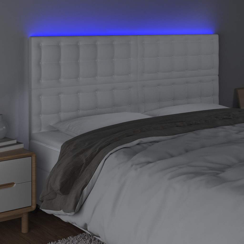 Vidaxl hoofdbord led 200x5x118 128 cm kunstleer wit