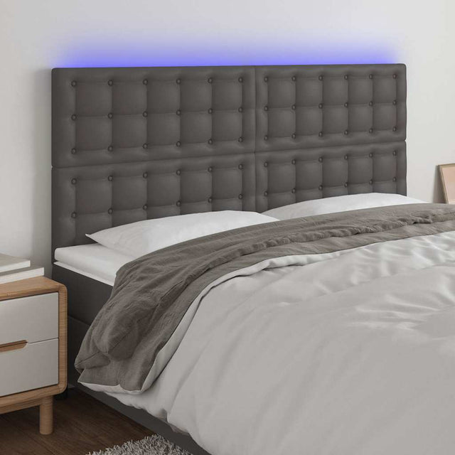 Vidaxl hoofdbord led 200x5x118 128 cm kunstleer grijs