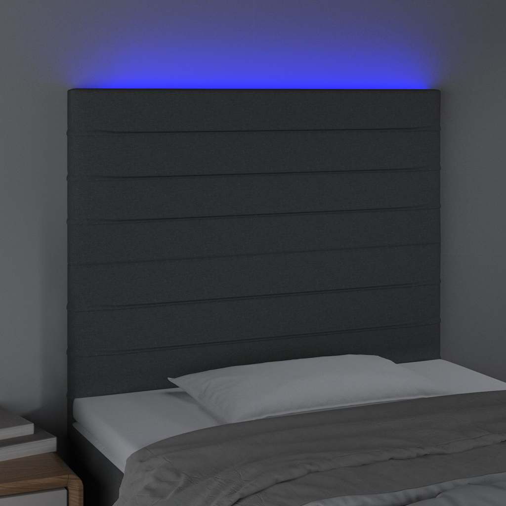Vidaxl hoofdbord led 100x5x118 128 cm stof donkergrijs