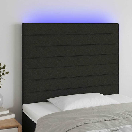 Vidaxl hoofdbord led 100x5x118 128 cm stof zwart