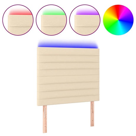Vidaxl hoofdbord led 100x5x118 128 cm stof crèmekleurig