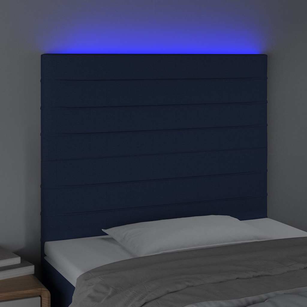 Vidaxl hoofdbord led 100x5x118 128 cm stof blauw