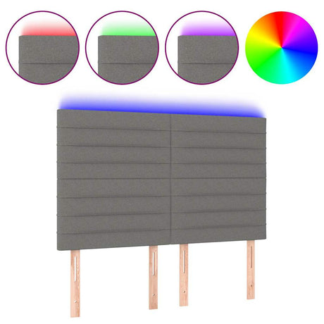 Vidaxl hoofdbord led 144x5x118 128 cm stof donkergrijs