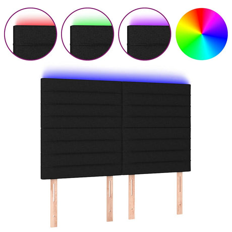 Vidaxl hoofdbord led 144x5x118 128 cm stof zwart