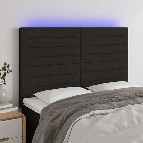 Vidaxl hoofdbord led 144x5x118 128 cm stof zwart