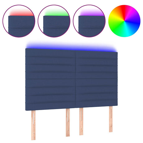 Vidaxl hoofdbord led 144x5x118 128 cm stof blauw