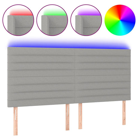 Vidaxl hoofdbord led 160x5x118 128 cm stof lichtgrijs